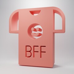 Pink BFF or best friends forever icon isolated on pink background. Minimalism concept. 3D render illustration