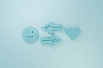 Blue Romantic relationship icon isolated on blue background. Romantic relationship or pleasant meeting concept. Minimalism concept. 3D render illustration