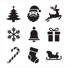 set of christmas elements