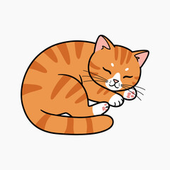 Obraz premium A cute orange tabby cat curled up peacefully asleep.