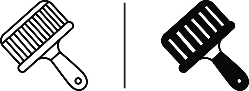 Brush Icon: A detailed graphic illustrating a sleek paint brush, perfect for use in design or informational contexts. 