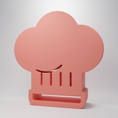 Pink Chef hat icon isolated on pink background. Cooking symbol. Cooks hat. Minimalism concept. 3D render illustration