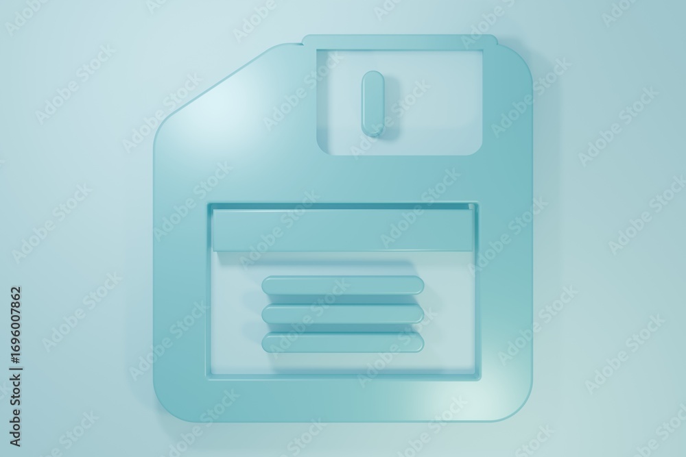 Poster blue floppy disk for computer data storage icon isolated on blue background. diskette sign. minimali