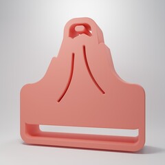 Pink Volcano icon isolated on pink background. Minimalism concept. 3D render illustration