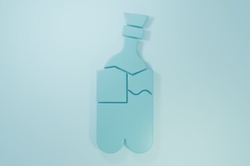 Blue Glass bong for smoking marijuana or cannabis icon isolated on blue background. Minimalism concept. 3D render illustration