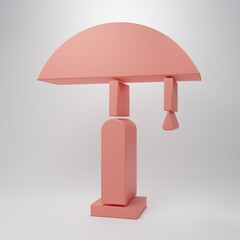 Pink Table lamp icon isolated on pink background. Minimalism concept. 3D render illustration