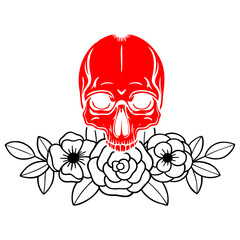 Skull Vector with Flowers