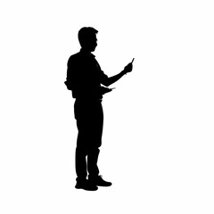 Teacher silhouette demonstrating hygiene practices on a clean white background