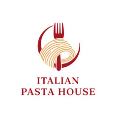 fork pasta house, logo design illustration