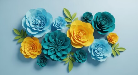Colorful Paper Flowers: A close-up of intricately crafted paper flowers bursts with vibrant hues, evoking a sense of artistry and floral beauty.