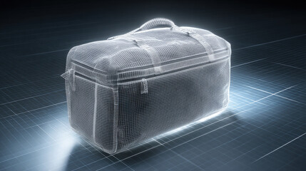 minimal line art of travel bag under scanning gridlines future proof concept illustration concept scene visual for commercial design use high detail quality stock image illustration concept scene