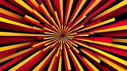 Vibrant abstract radial burst of red and yellow stripes creating a dynamic and energetic psychedelic pattern