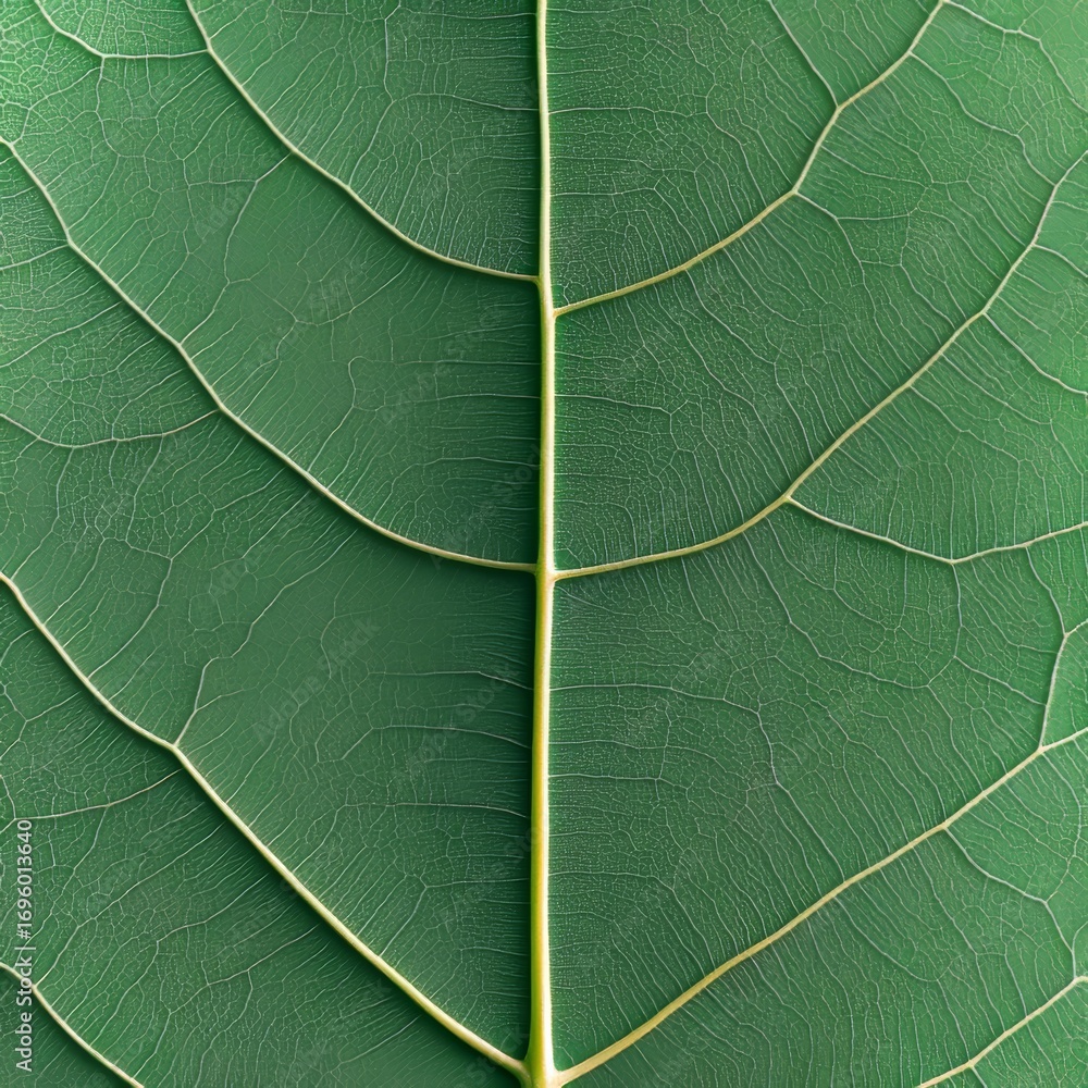 Poster intricate macro detailing of a green leaf texture with natural vein patterns and botanical elements