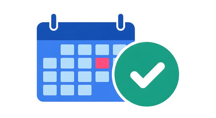 Calendar mark with checkmark isolated on transparent background