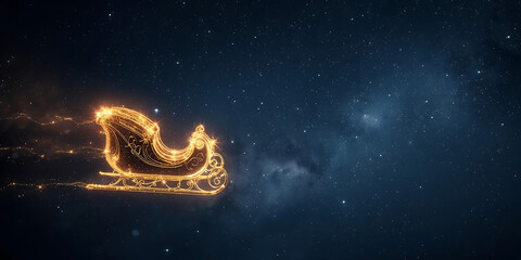 Golden Sleigh in Starry Night Sky