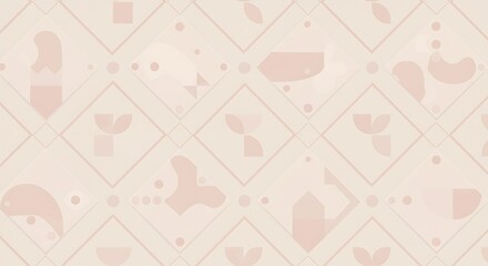 A delicate and seamless vintage wallpaper design featuring a subtle abstract botanical damask motif in soft, muted color tones