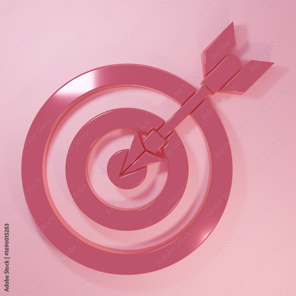 Poster pink target with arrow icon isolated on pink background. dart board sign. archery board icon. dartbo