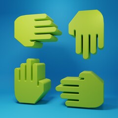 Obraz premium Green Project team base icon isolated on blue background. Business analysis and planning, consulting, team work, project management. Developers. Minimalism concept. 3D render illustration