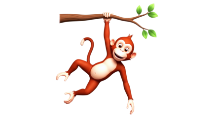 playful jungle monkey a cheerful 3d cartoon model for games and animations, isolated on transparent background