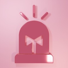Pink Flasher siren icon isolated on pink background. Emergency flashing siren. Minimalism concept. 3D render illustration
