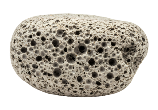 Pumice Stone: Close-up of Grey Volcanic Rock Texture isolated on transparent background