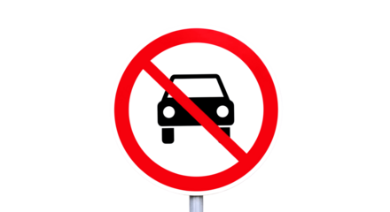 highresolution 3d model of a no parking sign realistic road symbol for urban simulations and city planning projects, isolated on transparent background