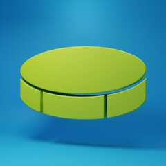 Green Hockey puck icon isolated on blue background. Sport equipment. Minimalism concept. 3D render illustration