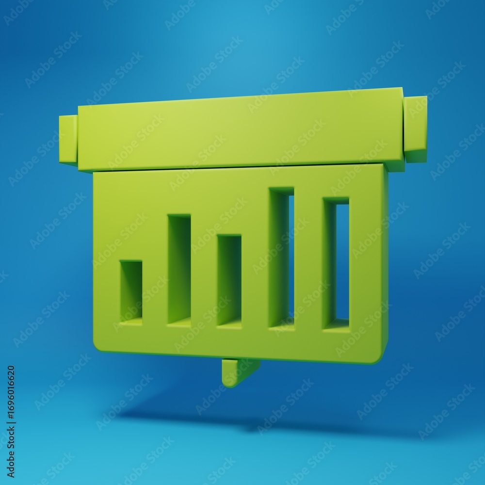 Aufkleber green board with graph chart icon isolated on blue background. report text file icon. accounting sig