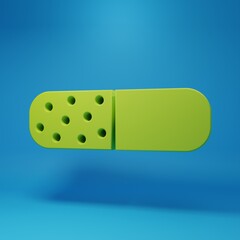 Green Vitamin complex of pill capsule icon isolated on blue background. Healthy lifestyle. Minimalism concept. 3D render illustration