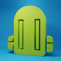 Green School backpack icon isolated on blue background. Minimalism concept. 3D render illustration