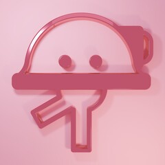 Pink Miner helmet icon isolated on pink background. Minimalism concept. 3D render illustration