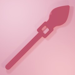 Pink Medieval spear icon isolated on pink background. Medieval weapon. Minimalism concept. 3D render illustration