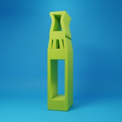 Green Electronic cigarette icon isolated on blue background. Vape smoking tool. Vaporizer Device. Minimalism concept. 3D render illustration