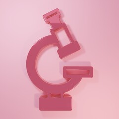 Pink Molecule icon isolated on pink background. Structure of molecules in chemistry, science teachers innovative educational poster. Minimalism concept. 3D render illustration