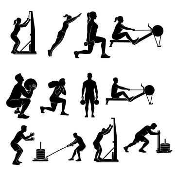 Silhouette illustration of gym movement 