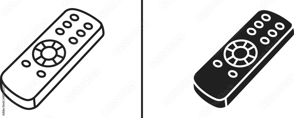 Poster dual remote control design: a minimalist visual representation of two remote controls, one in a star