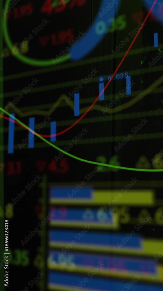 Fototapete animation of data processing over green lights of computer server