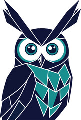 Geometric owl with sharp feathers