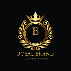 Golden Royal Brand Logo with Crown and Letter B