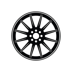 Obraz premium Sleek black alloy wheel design with multiple spokes