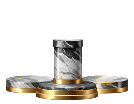 Firefly_ PNG vector Pedestals Set. Pedestal with golden line on isolated transparent backgrou