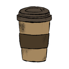 Coffee Cup Sketch: Brown Takeaway Coffee in Paper Cup Illustration, Single Object Graphic for Coffee Shop Menu, Isolated on White Background