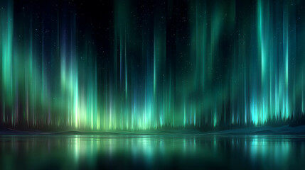 Northern lights over arctic icy lake