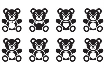 Obraz premium Cute Plush Toy Icon Set for Childhood and Baby Graphics