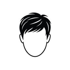Stylized black hair on a faceless head icon