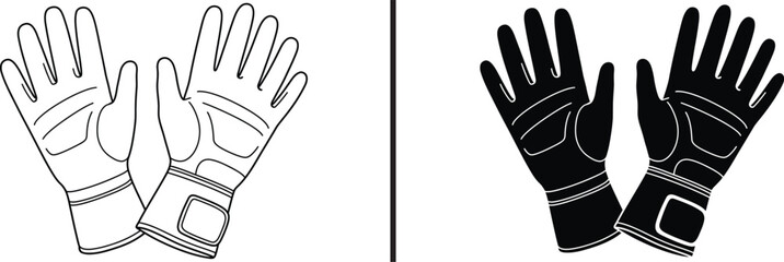 Protective Work Gloves: A high-contrast illustration showcases a pair of work gloves, highlighting their durable construction and essential role in safeguarding hands during manual labor.