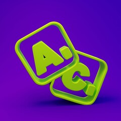 Green Bingo icon isolated on purple-blue background. Lottery tickets for american bingo game. Minimalism concept. 3D render illustration