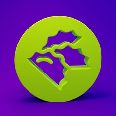 Green Dumpling icon isolated on purple-blue background. Traditional chinese dish. Minimalism concept. 3D render illustration