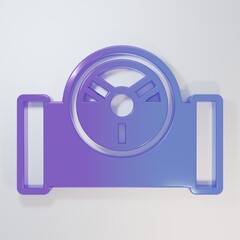 Purple-blue Oil pipe with valve icon isolated on grey background. Minimalism concept. 3D render illustration