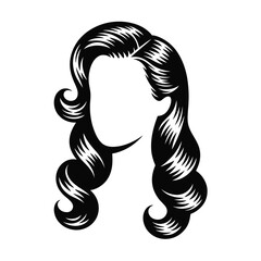 Vintage black and white wavy hairstyle illustration
